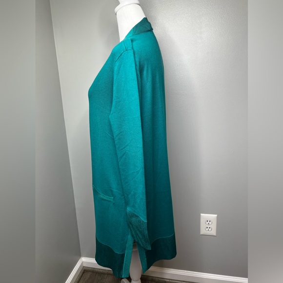 Chico's Cardigan Sweater - Green Longline Open Front (Size M) - Picture 4 of 17